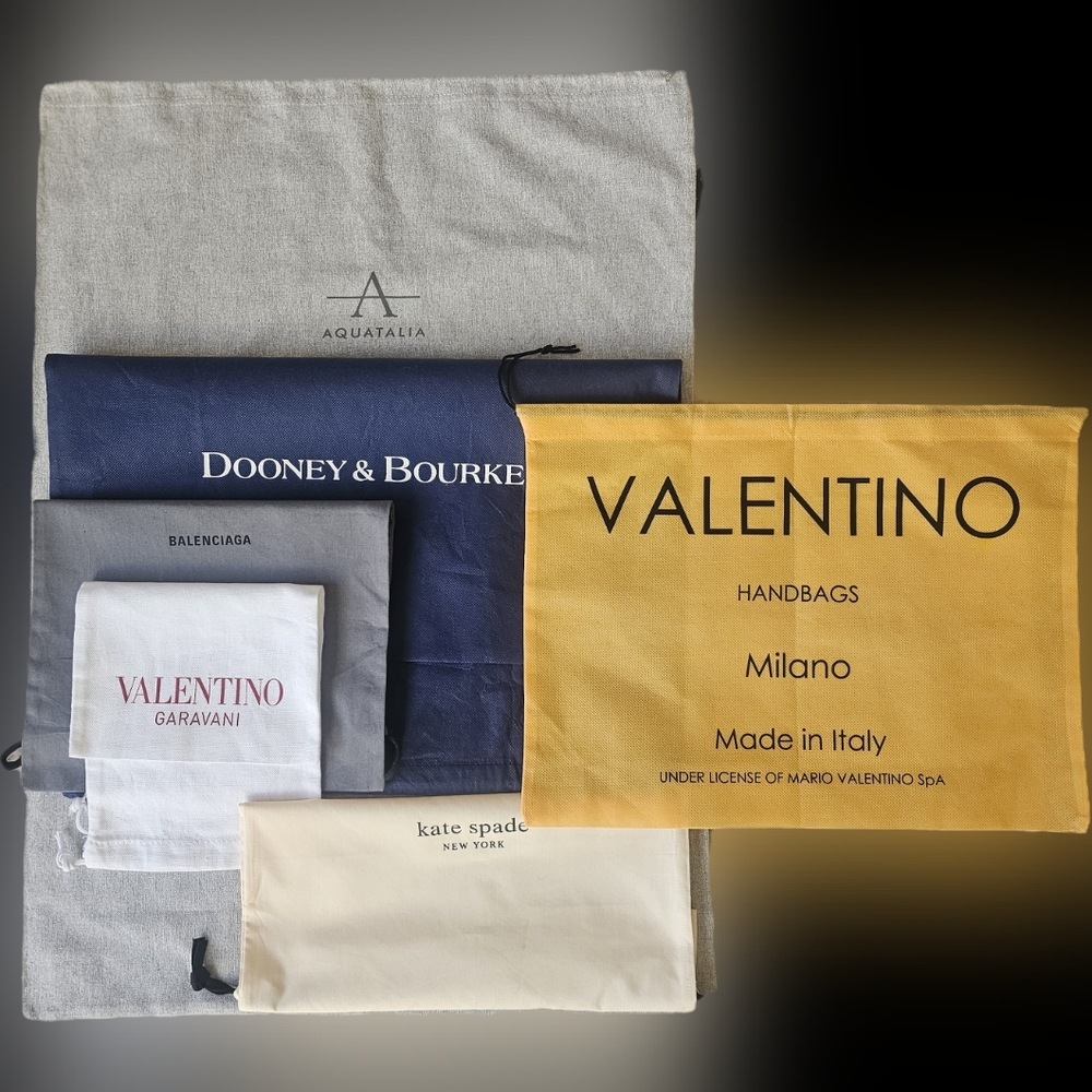 Bundle of 6 dustbags, various brands, size, color: Valentino, Balenciaga, etc